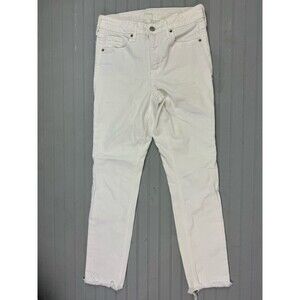 Old Navy Size 4 Womens Jeans White Calla Lilly High Rise Straight Ankle Stretch
